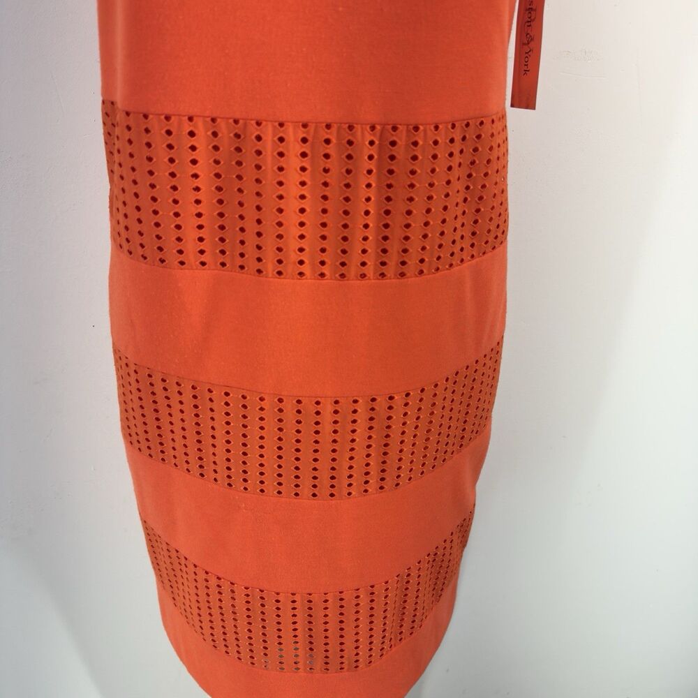 New Preston & York Sheath Women Dress Size 8 Stretch Orange Sleeveless - Picture 6 of 16